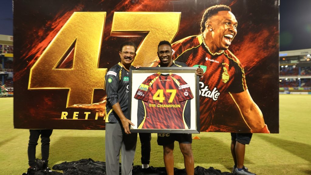 TRINBAGO KNIGHT RIDERS RETIRE DWAYNE BRAVO’S ICONIC NO. 47 JERSEY